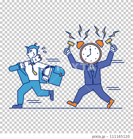 Business people who are pressed for time to go to work every morning Business people who are pressed for time to go to work every morning 111165120