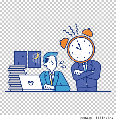 A tired businessman who doesn't finish his work and keeps working overtime A tired businessman who doesn't finish his work and keeps working overtime 111165123