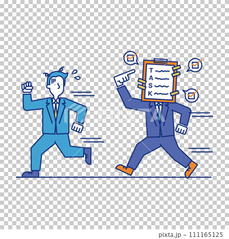 A busy businessperson with a to-do list (tasks) looming large. A busy businessperson with a to-do list (tasks) looming large. 111165125