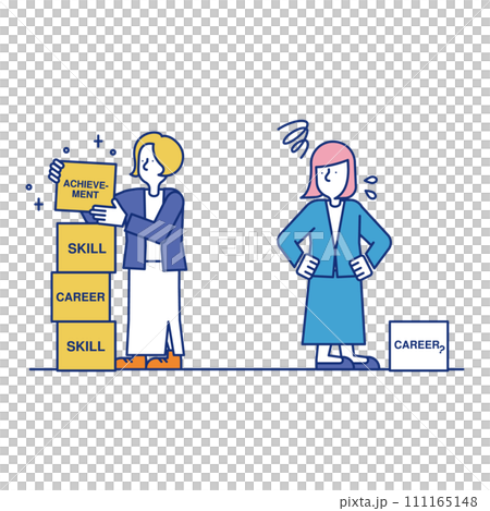 優秀な人材を見て自分のキャリアに悩む女性のビジネスパーソン 優秀な人材を見て自分のキャリアに悩む女性のビジネスパーソン 111165148