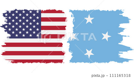 Federated States of Micronesia and USA grunge flags connection vector Federated States of Micronesia and USA grunge flags connection vector 111165318