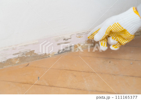 リフォーム工事　解体前の巾木をチェック 111165377