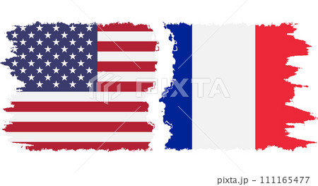France and USA grunge flags connection vector 111165477