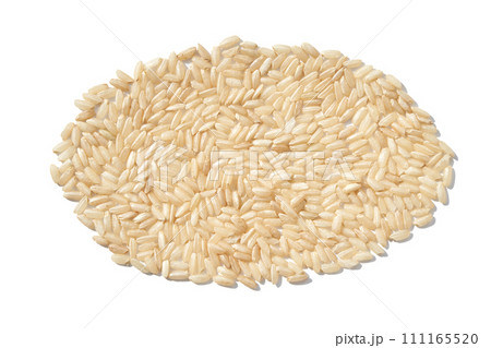 An oval of raw brown and white rice, forming a pile on an isolated background. An oval of raw brown and white rice, forming a pile on an isolated background. 111165520