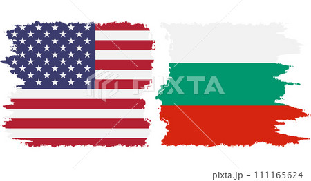 Bulgaria and USA grunge flags connection vector 111165624