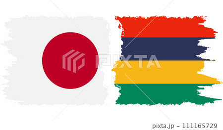 Mauritius and Japan grunge flags connection vector Mauritius and Japan grunge flags connection vector 111165729
