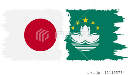 Macau and Japan grunge flags connection vector 111165774