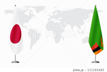 Japan and Zambia flags for official meeting 111165885