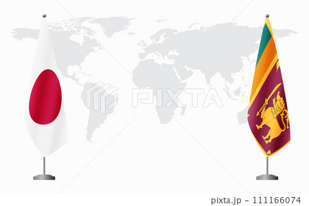 Japan and Sri Lanka flags for official meeting 111166074