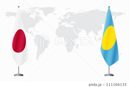 Japan and Palau flags for official meeting Japan and Palau flags for official meeting 111166135