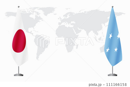 Japan and Micronesia flags for official meeting 111166158