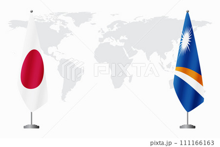Japan and Marshall Islands flags for official meeting 111166163