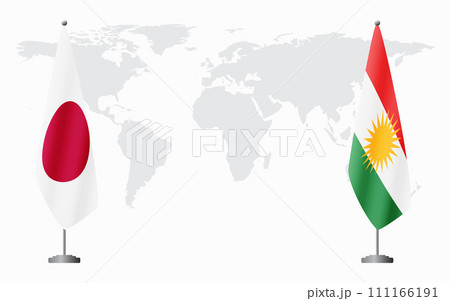 Japan and Kurdistan flags for official meeting 111166191