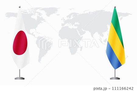 Japan and Gabon flags for official meeting Japan and Gabon flags for official meeting 111166242