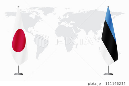 Japan and Estonia flags for official meeting 111166253