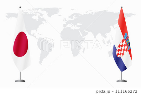 Japan and Croatia flags for official meeting Japan and Croatia flags for official meeting 111166272