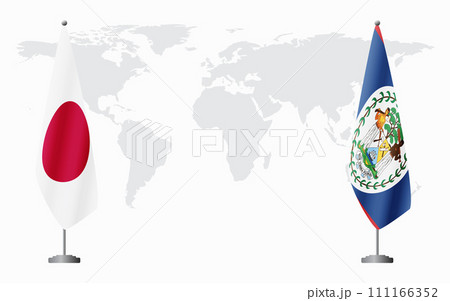 Japan and Belize flags for official meeting 111166352