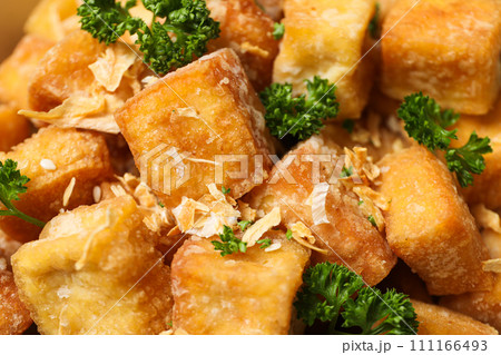 Fried tofu, delicious and tasty fried food, tasty food 111166493