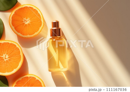 photo of vitamin c product with sliced orange 111167036