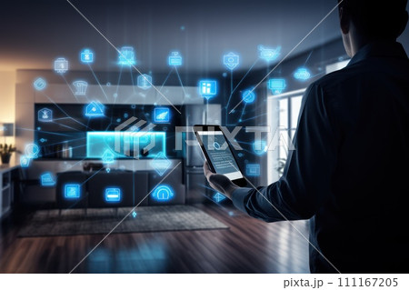 A person controlling smart home devices, Smart home management system using augmented reality A person controlling smart home devices, Smart home management system using augmented reality 111167205