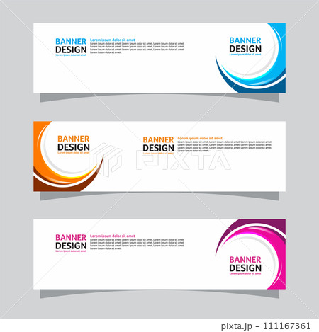 Vector set of landscape banner background design concept. Web background business layout template 111167361