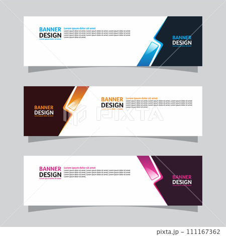 Vector set of landscape banner background design concept. Web background business layout template 111167362