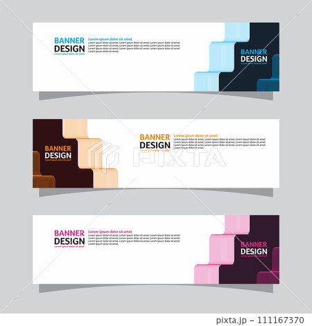 Vector set of landscape banner background design concept. Web background business layout template 111167370