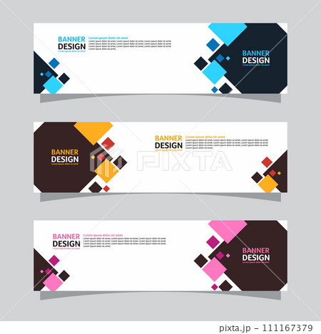 Vector set of landscape banner background design concept. Web background business layout template 111167379