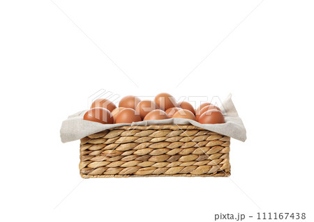 PNG, eggs in a square basket, isolated on white background. 111167438