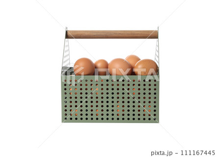 PNG, eggs in a square basket, isolated on white background. PNG, eggs in a square basket, isolated on white background. 111167445