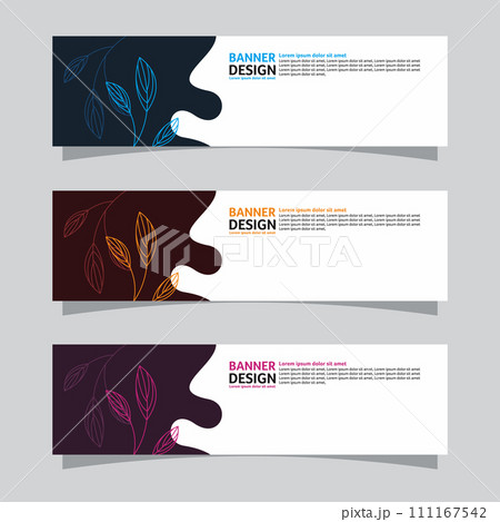 Vector set of landscape banner background design concept. Web background business layout template 111167542