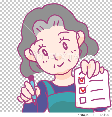 Granny checking items 111168190