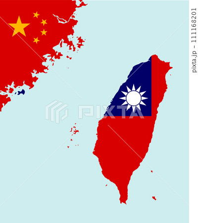 台湾有事 (台湾と中国 ) 地図・MAP / 国旗・文字なし 台湾有事 (台湾と中国 ) 地図・MAP / 国旗・文字なし 111168201