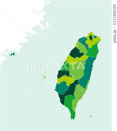 台湾有事 (台湾と中国 ) 地図・MAP / 台湾行政区分 (文字なし) 台湾有事 (台湾と中国 ) 地図・MAP / 台湾行政区分 (文字なし) 111168209
