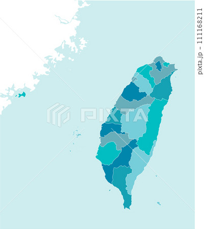 台湾有事 (台湾と中国 ) 地図・MAP / 台湾行政区分 (文字なし) 台湾有事 (台湾と中国 ) 地図・MAP / 台湾行政区分 (文字なし) 111168211