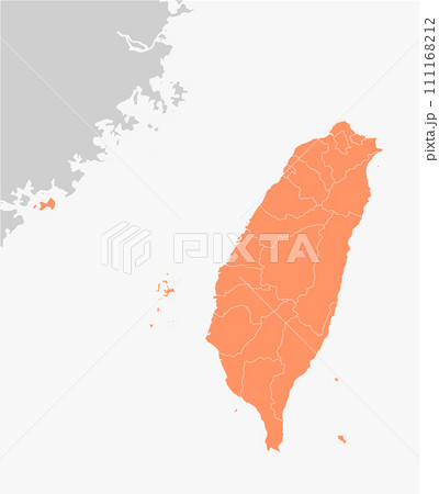 台湾有事 (台湾と中国 ) 地図・MAP / 台湾行政区分 (文字なし) 台湾有事 (台湾と中国 ) 地図・MAP / 台湾行政区分 (文字なし) 111168212