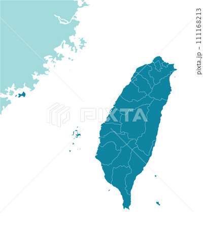 台湾有事 (台湾と中国 ) 地図・MAP / 台湾行政区分 (文字なし) 111168213