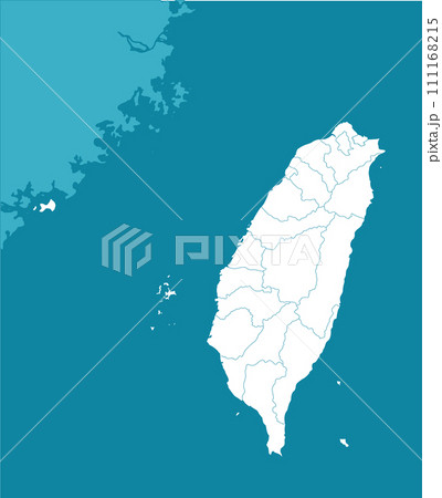 台湾有事 (台湾と中国 ) 地図・MAP / 台湾行政区分 (文字なし) 台湾有事 (台湾と中国 ) 地図・MAP / 台湾行政区分 (文字なし) 111168215