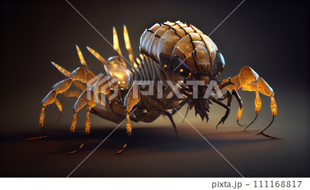 Alien luminous insect close-up. Generative AI Digital Illustration 111168817