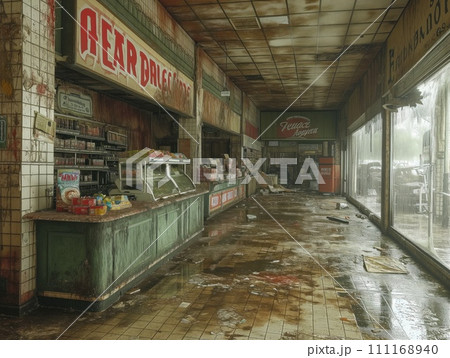 abandoned grocery store destroyed abandoned grocery store destroyed 111168940
