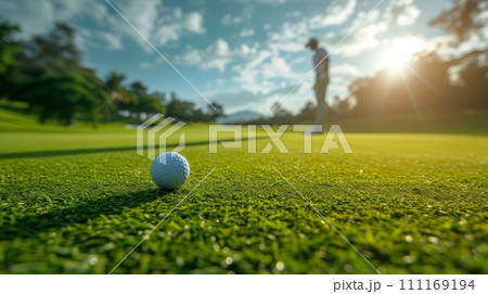 golf player in the green field 111169194
