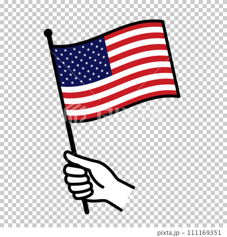 Illustration of a hand holding an American flag 111169351