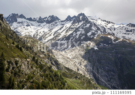 View from road to Grimsel Pass in Switzerland View from road to Grimsel Pass in Switzerland 111169395