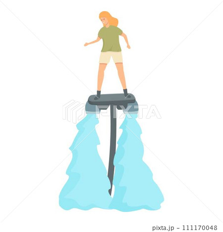 Water fly icon cartoon vector. Summer sea. Flyboard vacation Water fly icon cartoon vector. Summer sea. Flyboard vacation 111170048