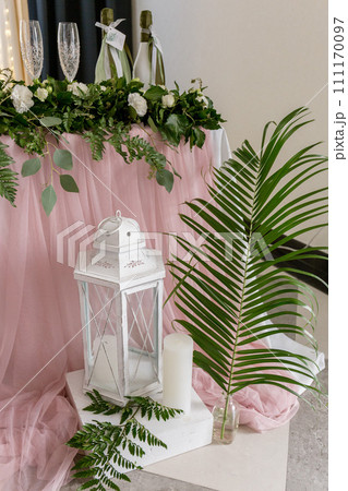 wedding table with decor in a restaurant wedding table with decor in a restaurant 111170097