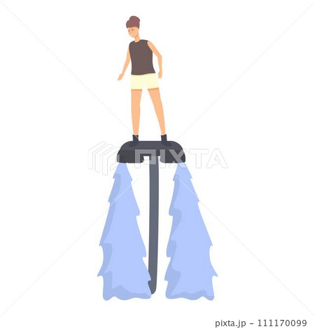 Woman flyboard icon cartoon vector. Sea sport. Action adventure Woman flyboard icon cartoon vector. Sea sport. Action adventure 111170099