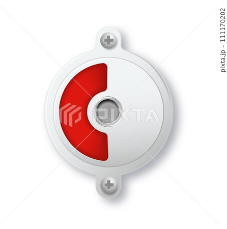 Toilet or restroom locks green and red round metal isolated on white. Occupied and Free. Regular public restroom door mechanism indicating. Vector 111170202