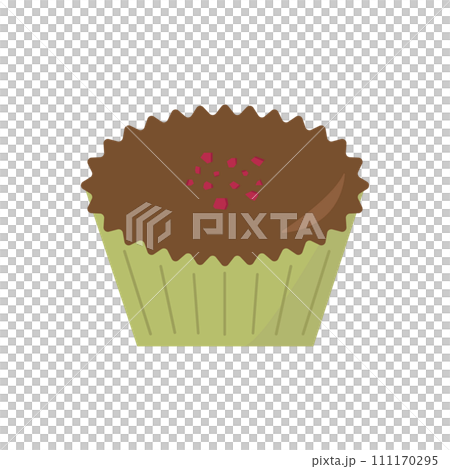 カップに入ったキャラメルのフレークが乗ったチョコレート	 111170295