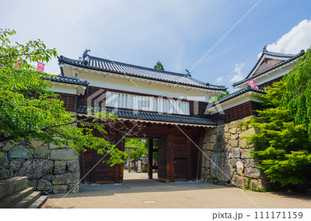 長野県上田市の初夏 新緑の上田城跡公園 東虎口櫓門 長野県上田市の初夏 新緑の上田城跡公園 東虎口櫓門 111171159