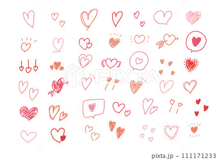 手書き　色々なハート　セット 111171233